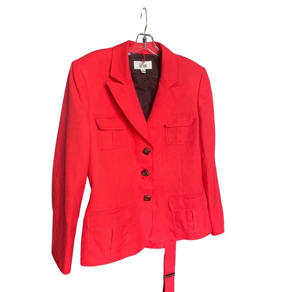 Le Suit Womens Red Blazer With Tie Back Size 18 - Picture 1 of 5